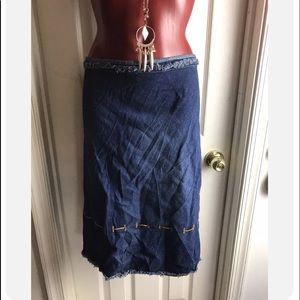 Women’s Clio II Denim Fringe Cotton Skirt - Plus Size 20 -